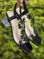 *⚠️Rhinestone Butterfly* *Transparent Strap Medium* *Thick Heel*💫🛍️🛒 *