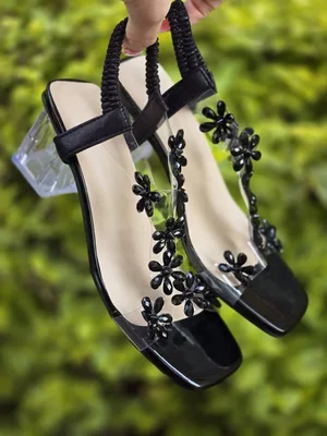 *⚠️Rhinestone Butterfly* *Transparent Strap Medium* *Thick Heel*💫🛍️🛒 *