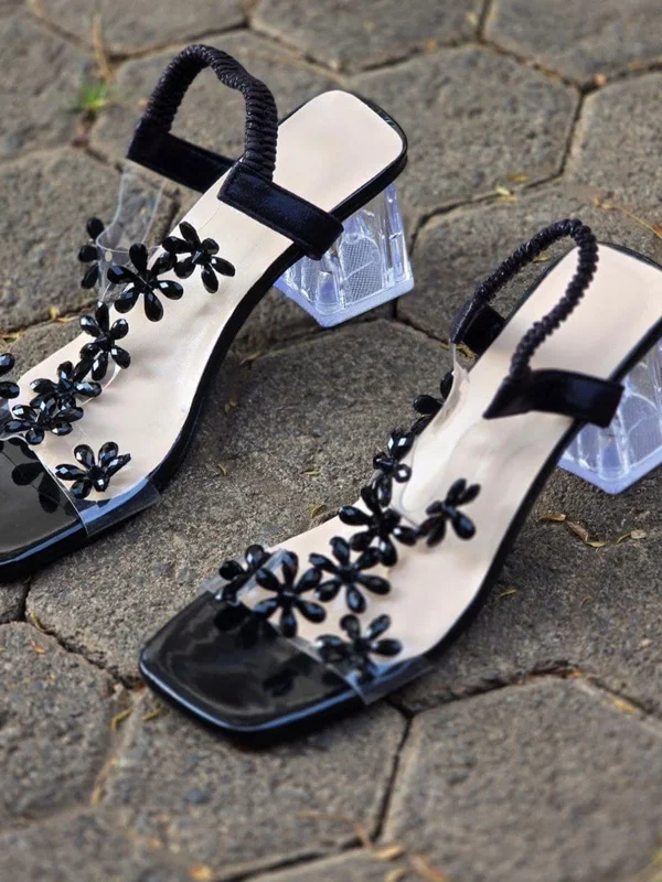 *⚠️Rhinestone Butterfly* *Transparent Strap Medium* *Thick Heel*💫🛍️🛒 * additional