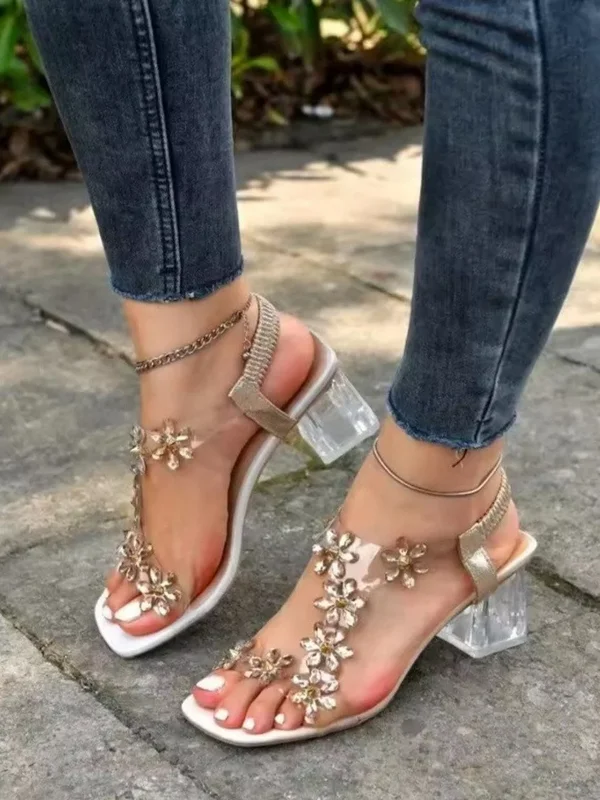 *⚠️Rhinestone Butterfly* *Transparent Strap Medium* *Thick Heel*💫🛍️🛒 * additional