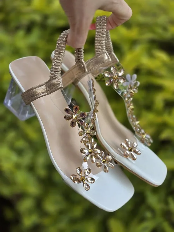 *⚠️Rhinestone Butterfly* *Transparent Strap Medium* *Thick Heel*💫🛍️🛒 * additional